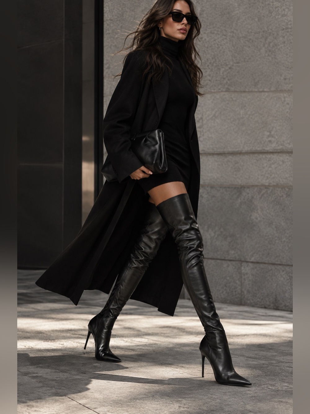 Azalea Wang Milandra Black Over-the-Knee Stiletto Boots Pointed Toe Size 7.5
